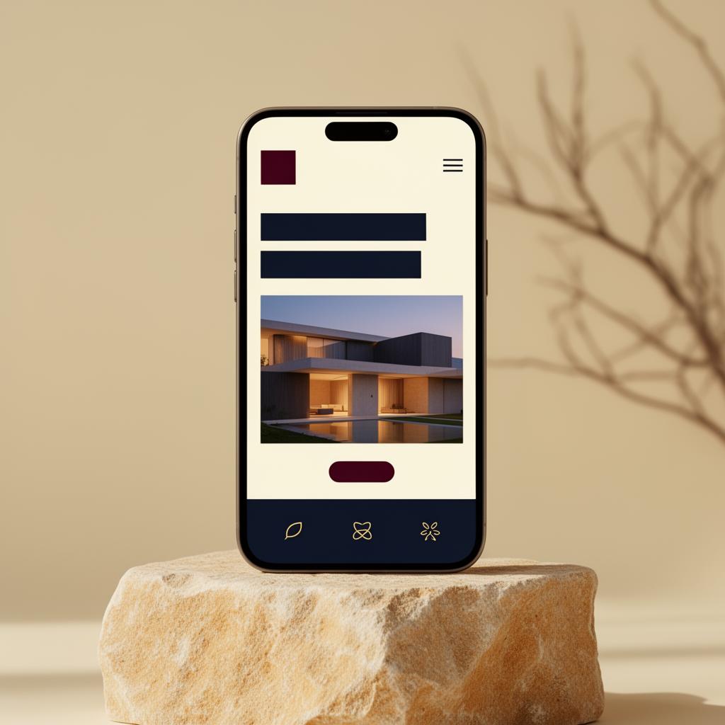 Smartphone mockup van fictieve dakwerker website in Webdex-stijl